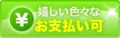 うれしい色々なお支払い可能